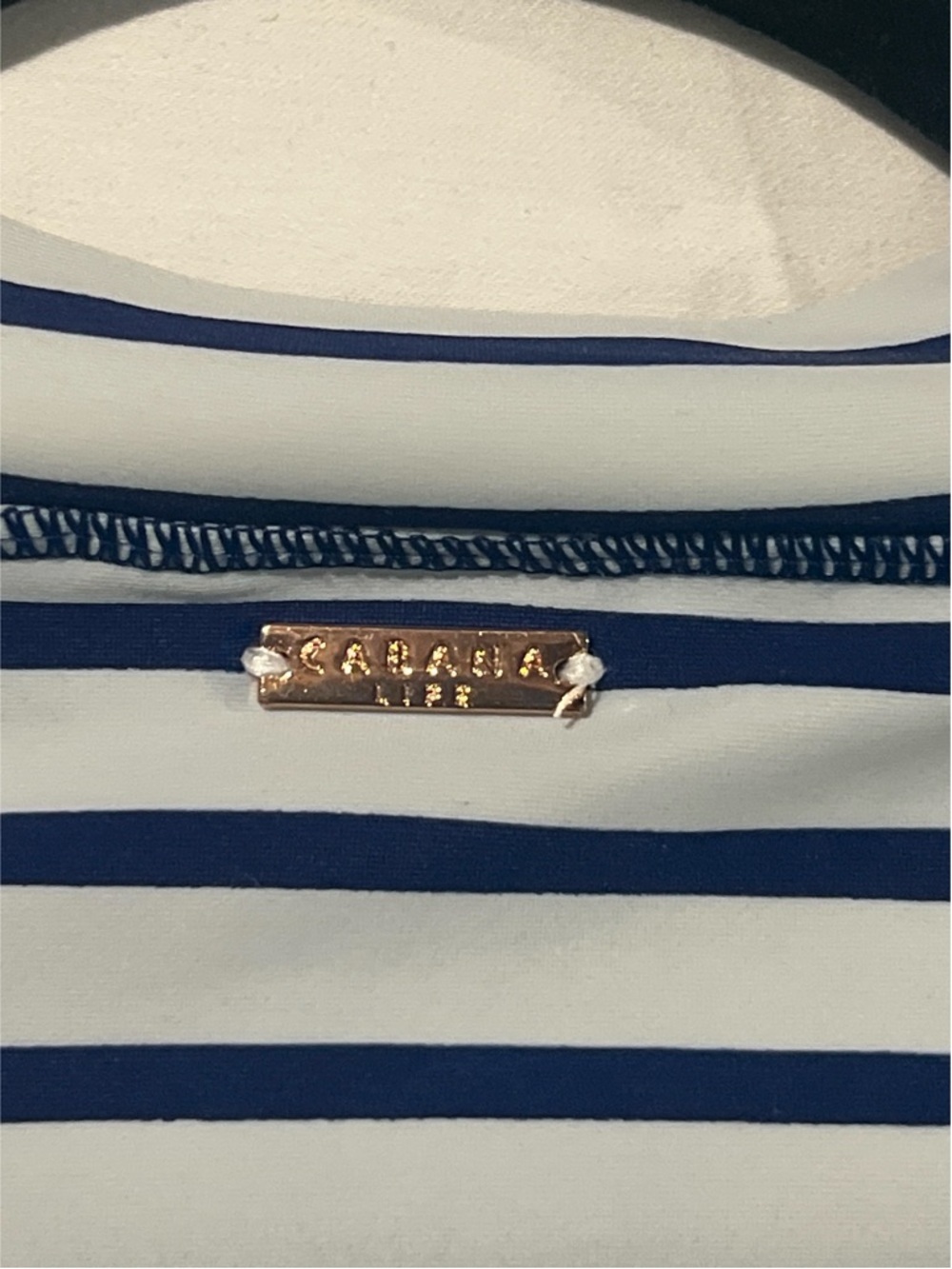 Cabana Life Swim Top Women’s Large Navy Stripe Zipper Rashguard - Picture 12 of 13